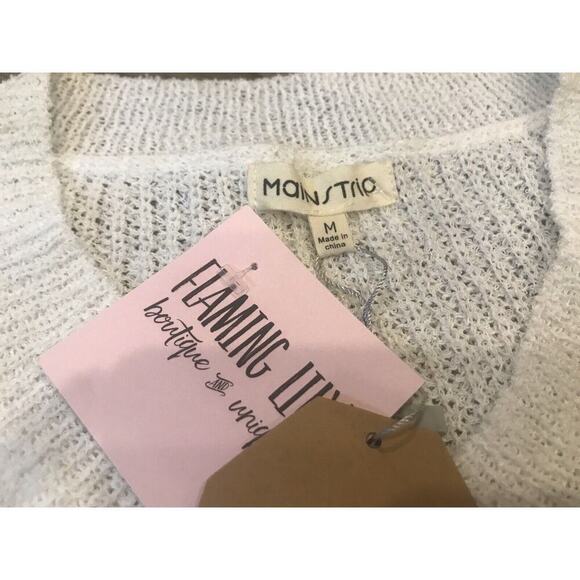 NEW Main Strip Women’s Size M Pinks Color Block Long Sleeve Knit Sweater - Picture 3 of 3